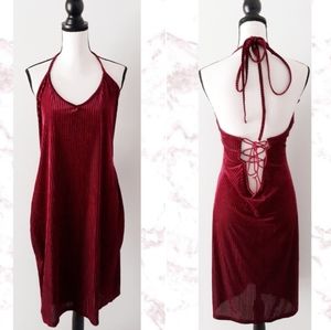 PLUS Velvet Lace Up Dress